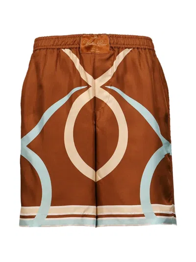 Garcias Logo Bull Silk Shorts In Brown