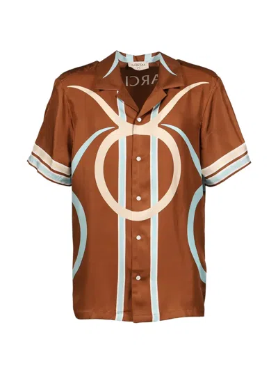 Garcias Logo-print Silk Bowling Shirt In Brown