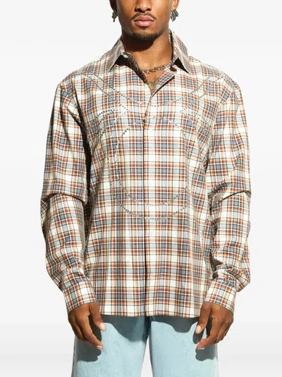 Garcias Plaid Embellished Shirt In Brown