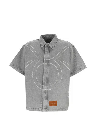 Garcias Stud-embellished Denim Shirt In Gray