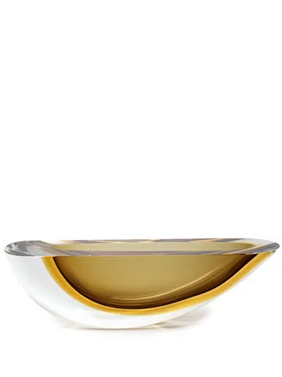 Gardeco Canoe 160 Two-tone Murano Glass Vase In Yellow