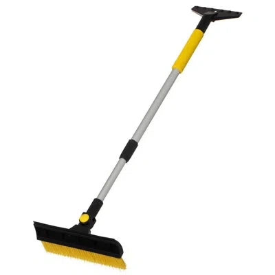 Gardenised 30-43" Extendable Aluminum Snow Brush With Built-in Squeegee & Ice Scraper 3-in-1 Non-slip Foam Grip