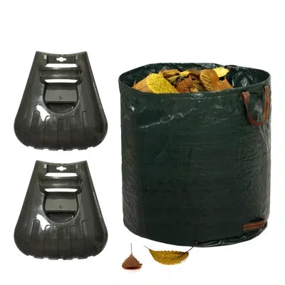 Gardenised 72-gallon Heavy-duty Self-standing Collapsible Leaf Bag With Handle And Sturdy Scoop For Leaves - Po In Green