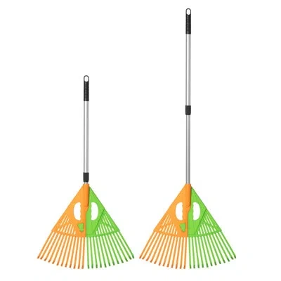 Gardenised Extendable Long-handle Leaf Grabber Rake Broom For Leaves Grass And Yard Debris Perfect For Routine  In Orange;green