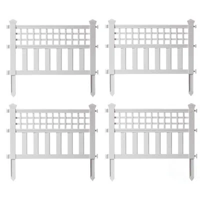 Gardenised Plastic Outdoor Decor Garden Flower Edger Fence, Border, Set Of 4 Panels, Bronze In White