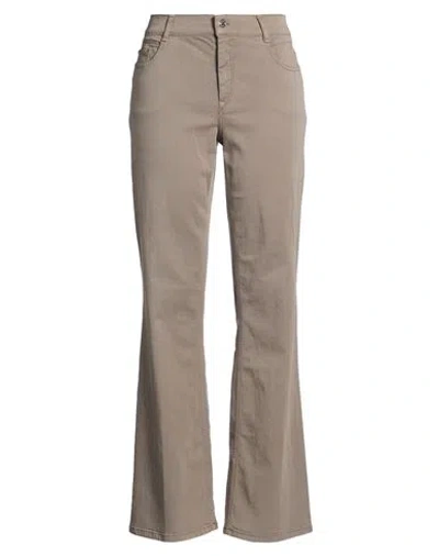 Gardeur Woman Jeans Taupe Size 16 Organic Cotton, Lyocell, Elastomultiester, Elastane In Gray