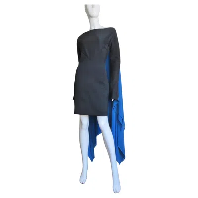 Pre-owned Gareth Pugh New Color Block Cape Back Dress In Purple