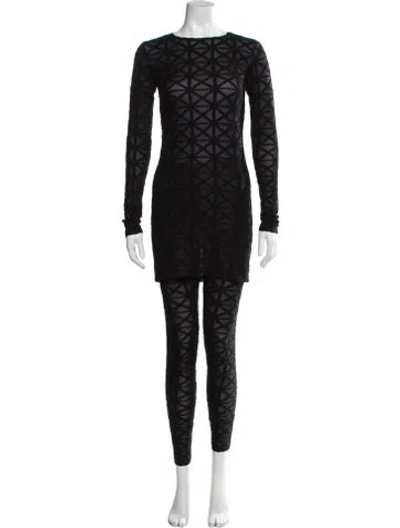 Pre-owned Gareth Pugh Patterned Mesh Accents Pant Set In Black