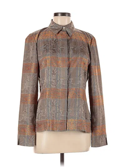 Pre-owned Garfield & Marks Long Sleeve Blouse In Brown