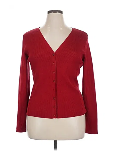 Pre-owned Garfield & Marks Silk Cardigan Sweater In Red