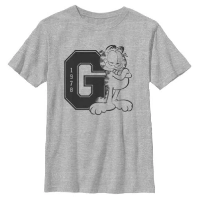 Garfield Kids' Boy's  1978 G Cat Pose Graphic T-shirt In Gray