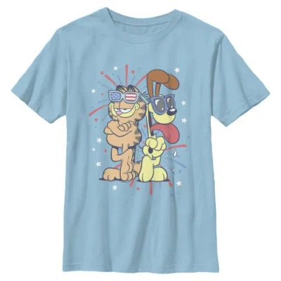 Garfield Kids' Boy's  Patriotic Cat And Dog Celebration Graphic T-shirt In Blue
