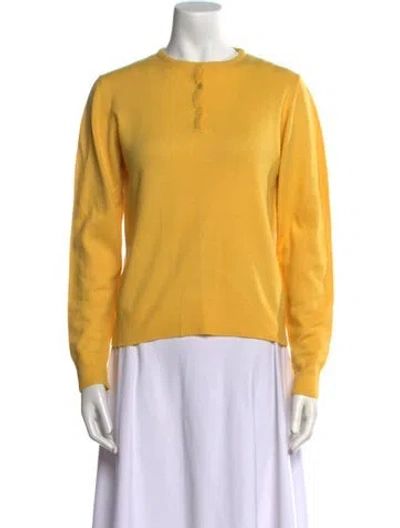 Pre-owned Garfinckel's Cashmere Crew Neck Sweater In Yellow