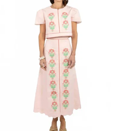 Garland Bags Emmy Cropped Top And Midi Skirt Set In Pink Mini Henrietta In Multi
