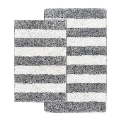 Garland Rug Beach Stripe 2-pc. Bath Rug Set In Gray