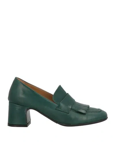 Garlani Woman Loafers Dark Green Size 7 Leather