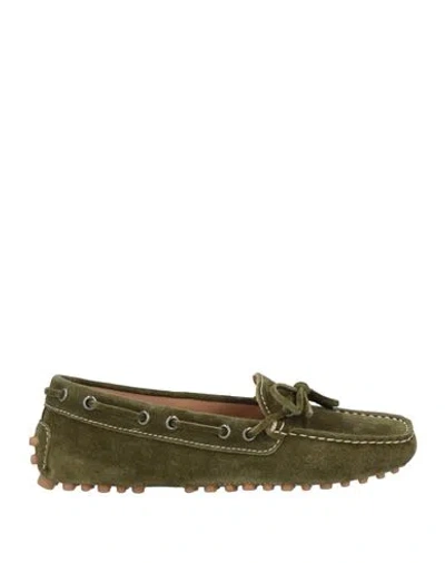 Garlani Woman Loafers Military Green Size 8 Leather