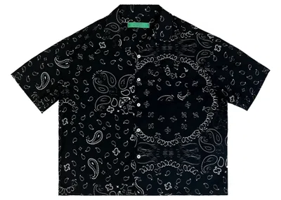 Pre-owned Garment Workshop Cotton Bandana Paisley Summer Shirt In Chaos Black