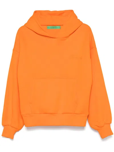 Garment Workshop Double Layer Embroidered Hoodie In Orange