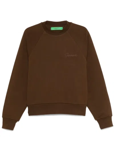 Garment Workshop Logo-embroidered Double-layer Sweatshirt In Brown