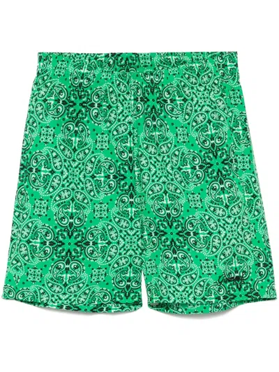 Garment Workshop Paisley-print Bermuda Shorts In Green