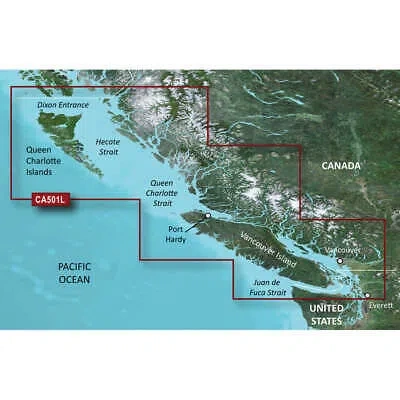 Pre-owned Garmin Bluechart G3 Vision Hd - Vca501l - Vancouver Island - Dixon Entrance - Mi