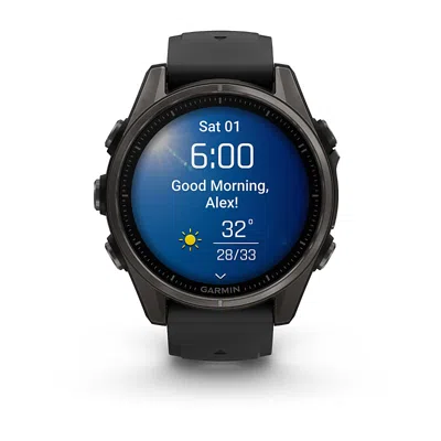 Garmin Fenix 8 43mm, Amoled, Saphire, Carbon Gray Titanium, Blk/pebble Gray Band Watch In Black