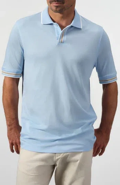 Garnet Cotton & Tencel™ Blend Piqué Knit Polo In Blue