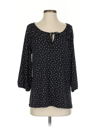 Pre-owned Garnet Hill 3/4 Sleeve Blouse In Black