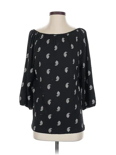 Pre-owned Garnet Hill 3/4 Sleeve Blouse In Black