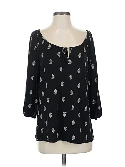 Pre-owned Garnet Hill 3/4 Sleeve Blouse In Black