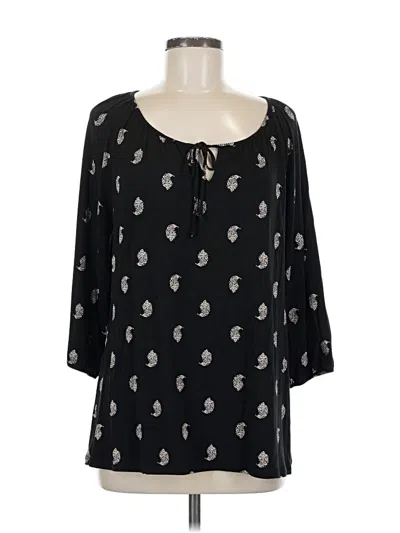 Pre-owned Garnet Hill 3/4 Sleeve Blouse In Black