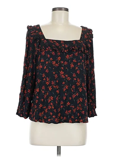 Pre-owned Garnet Hill 3/4 Sleeve Blouse In Black