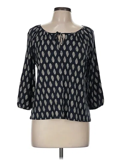 Pre-owned Garnet Hill 3/4 Sleeve Blouse In Black