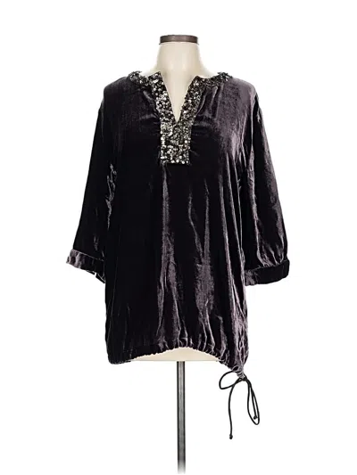 Pre-owned Garnet Hill 3/4 Sleeve Blouse In Black