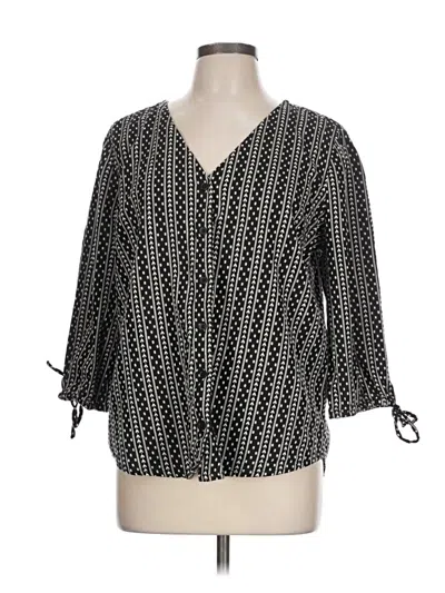 Pre-owned Garnet Hill 3/4 Sleeve Blouse In Black