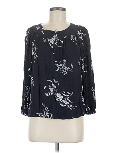 Pre-owned Garnet Hill 3/4 Sleeve Blouse In Black
