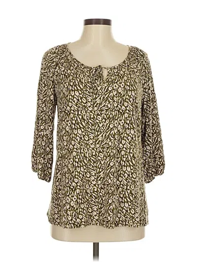 Pre-owned Garnet Hill 3/4 Sleeve Blouse In Brown