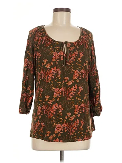Pre-owned Garnet Hill 3/4 Sleeve Blouse In Brown