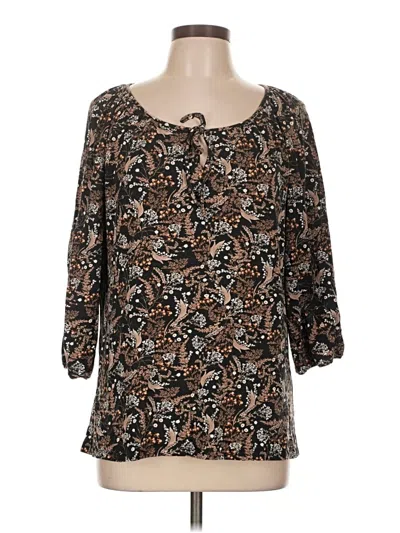 Pre-owned Garnet Hill 3/4 Sleeve Blouse In Brown