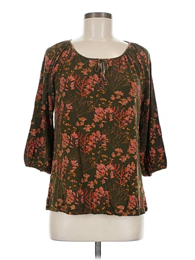 Pre-owned Garnet Hill 3/4 Sleeve Blouse In Brown