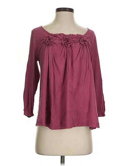 Pre-owned Garnet Hill 3/4 Sleeve Blouse In Burgundy