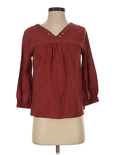 Pre-owned Garnet Hill 3/4 Sleeve Blouse In Burgundy