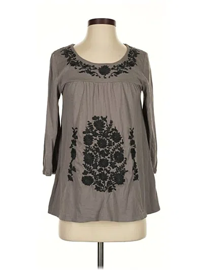Pre-owned Garnet Hill 3/4 Sleeve Blouse In Gray