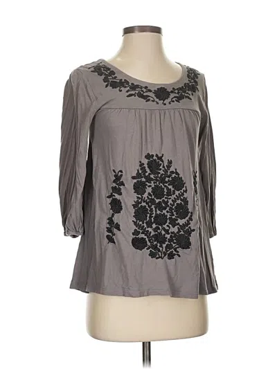 Pre-owned Garnet Hill 3/4 Sleeve Blouse In Gray