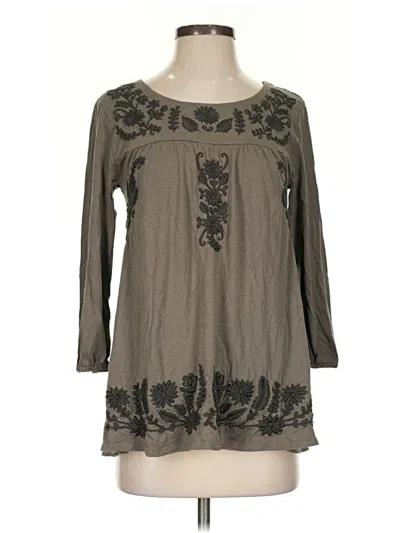 Pre-owned Garnet Hill 3/4 Sleeve Blouse In Gray