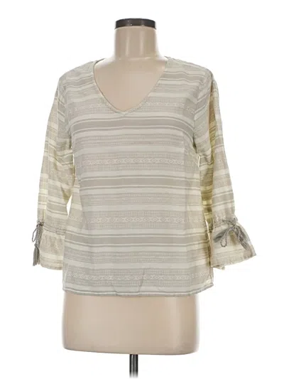 Pre-owned Garnet Hill 3/4 Sleeve Blouse In Gray