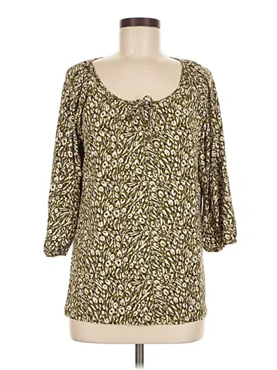 Pre-owned Garnet Hill 3/4 Sleeve Blouse In Green