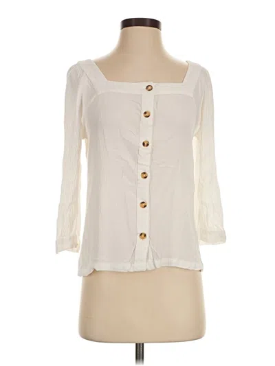 Pre-owned Garnet Hill 3/4 Sleeve Blouse In Ivory