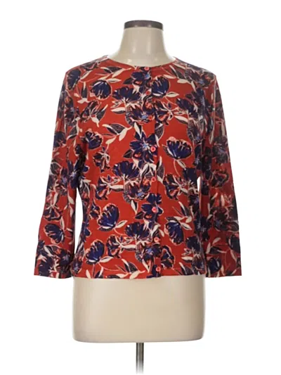 Pre-owned Garnet Hill 3/4 Sleeve Blouse In Orange